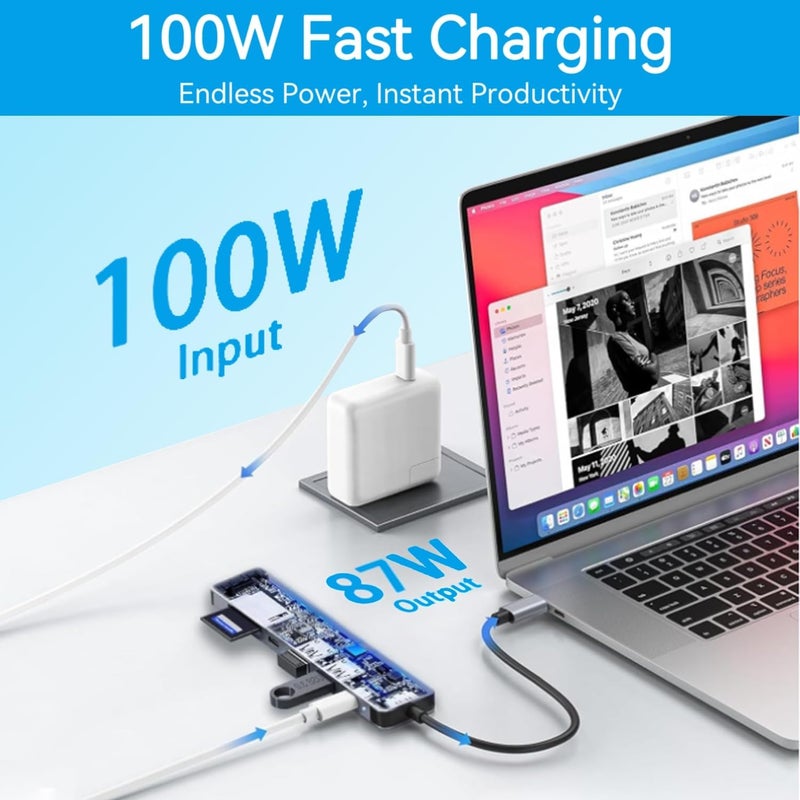 Luonanava USB C Hub Multiport Adapter, 7 in 1 USBC Dongle with 4K HDMI, 100W PD Charging, USB 3.0, SD/TF Card Reader, USB-C Docking Station for MacBook Pro/Air, Chromebook, Dell, HP and Other Type C Laptops - Image 3